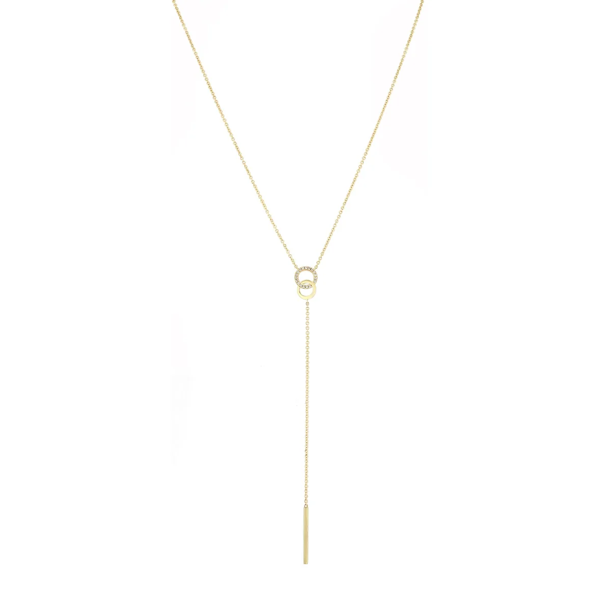 0.04ct Diamond Double Circle Drop Necklace | Pre-Loved | 9K Yellow Gold