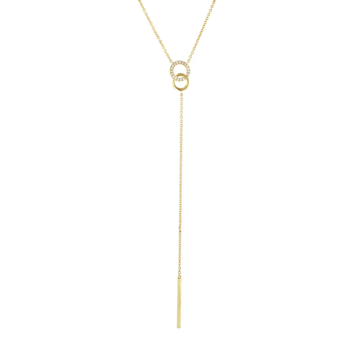 0.04ct Diamond Double Circle Drop Necklace | Pre-Loved | 9K Yellow Gold - Image 2