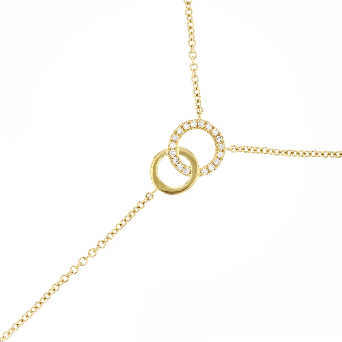 0.04ct Diamond Double Circle Drop Necklace | Pre-Loved | 9K Yellow Gold - Image 3