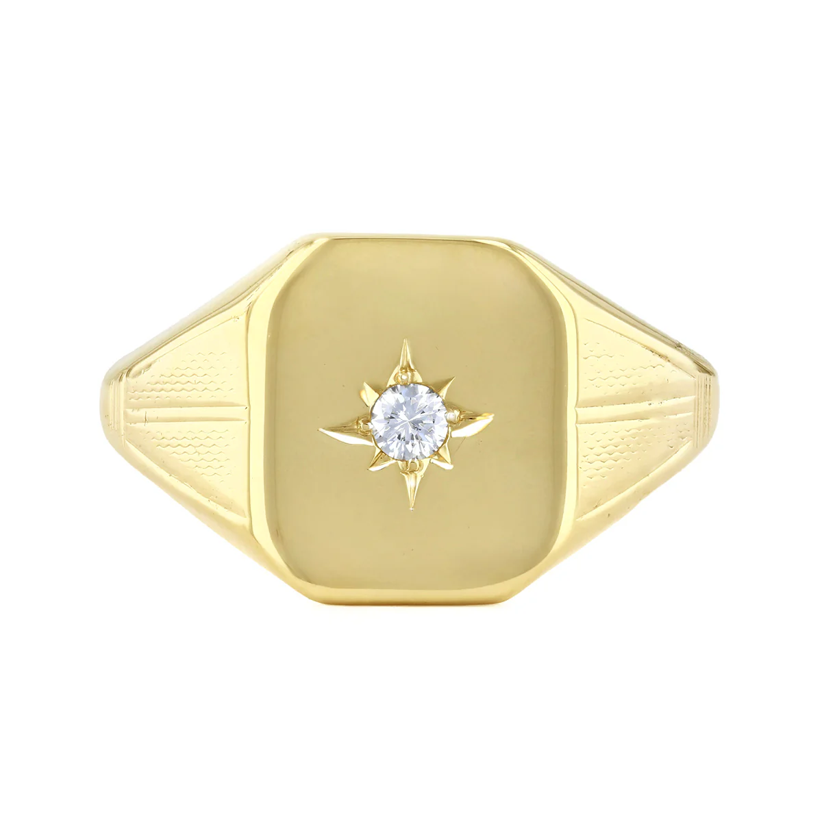 0.08ct Diamond Northern Star Signet Ring (10.1g) | Pre-Loved | 9K Yellow Gold - Image 2