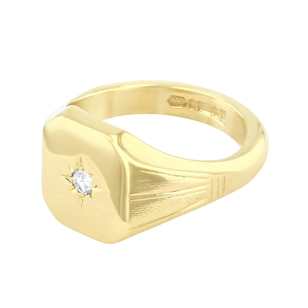 0.08ct Diamond Northern Star Signet Ring (10.1g) | Pre-Loved | 9K Yellow Gold - Image 3