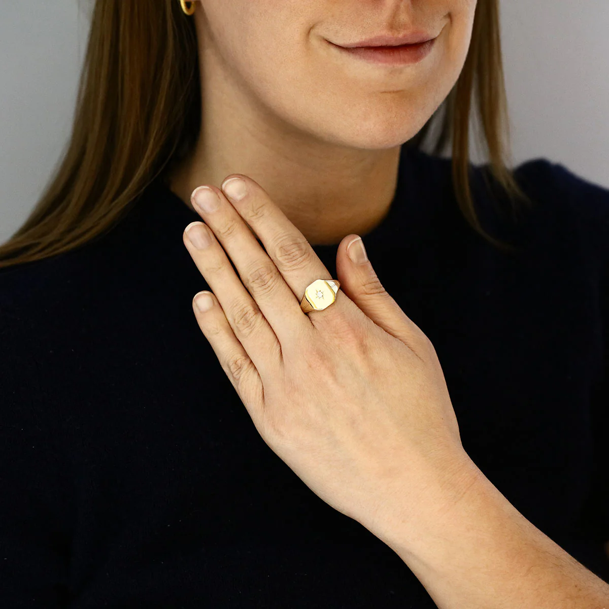 0.08ct Diamond Northern Star Signet Ring (10.1g) | Pre-Loved | 9K Yellow Gold - Image 6