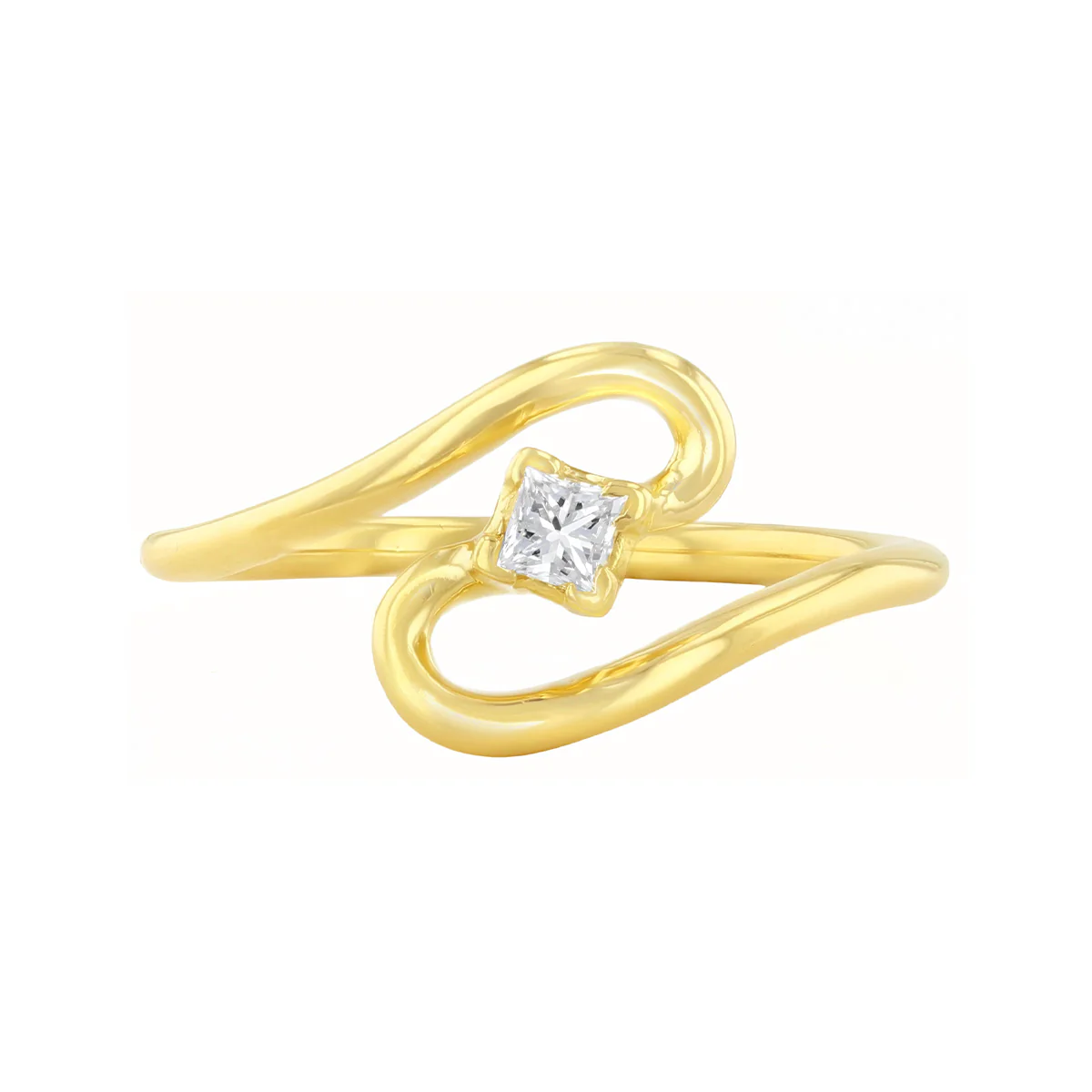 0.08ct Princess Cut Diamond Twisted Dress Ring | Pre-Loved | 18K Yellow Gold - Image 2