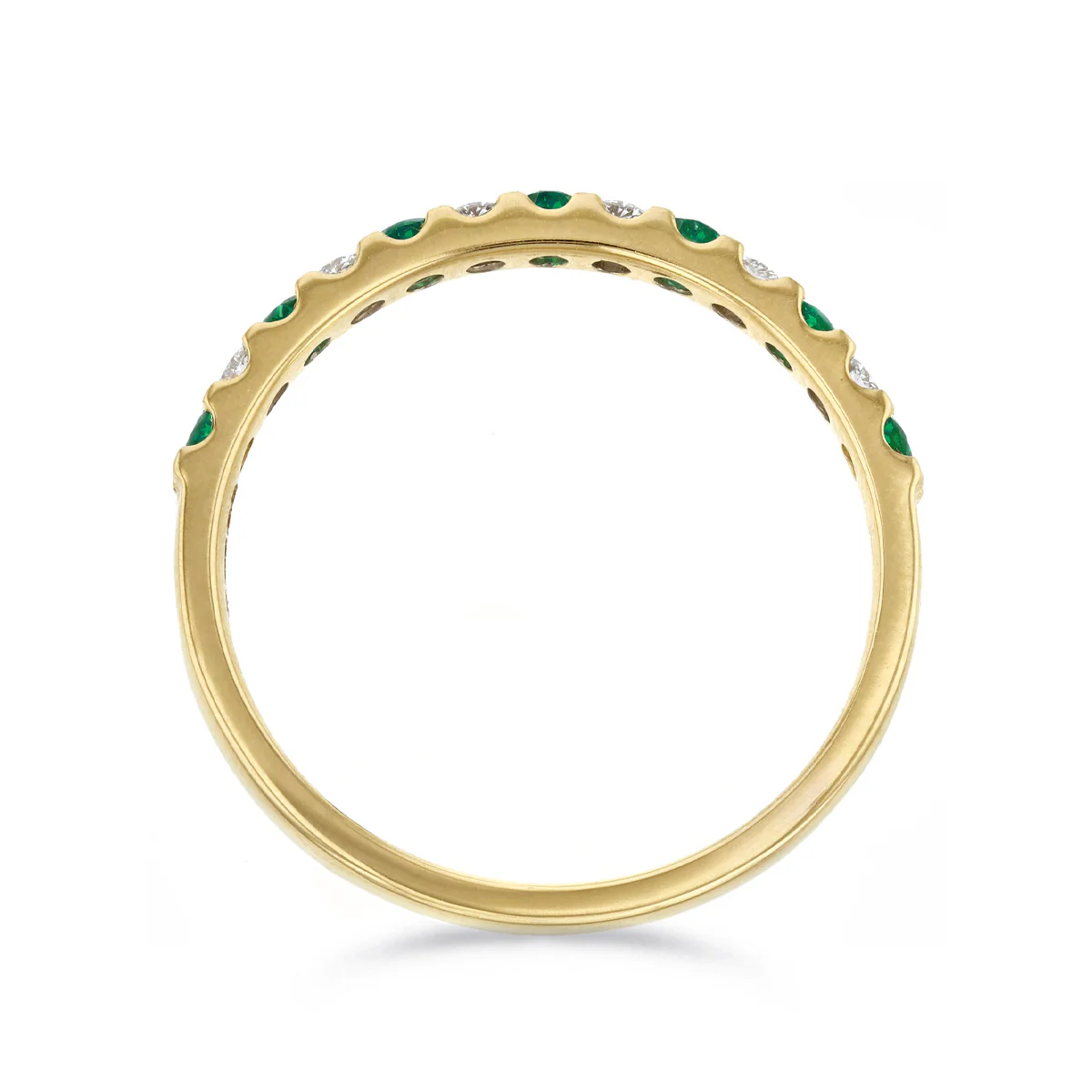 Bijou Collection 0.16ct Emerald and Diamond Half Eternity Ring | 9K Yellow Gold - Image 5