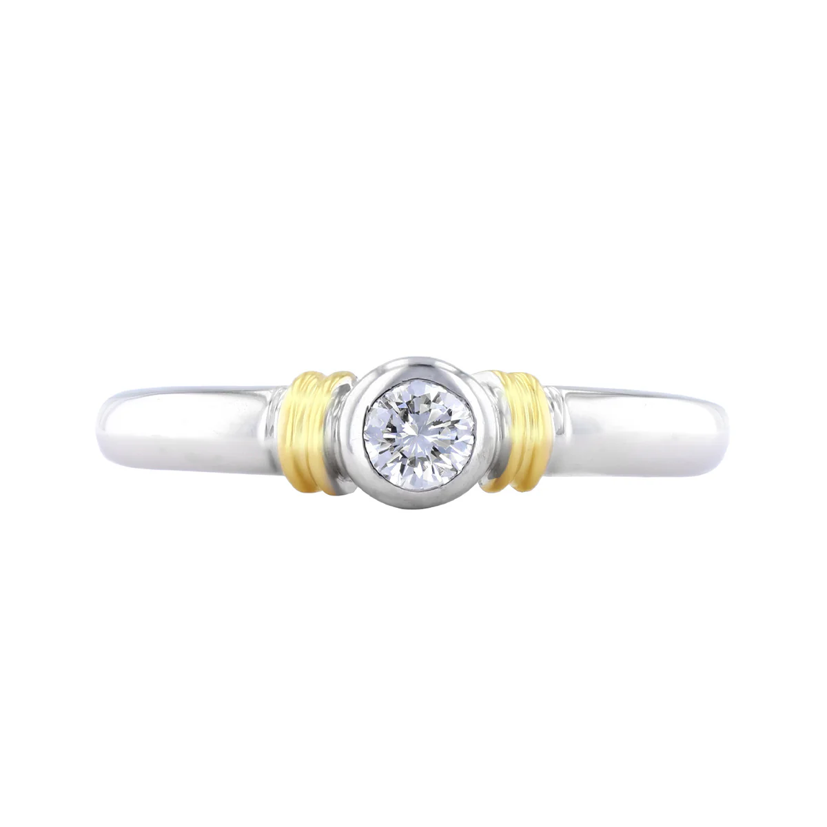 0.17ct Brilliant Cut Diamond Bezel Set Cuff Dress Ring | Pre-Loved | 18K White Gold - Image 2