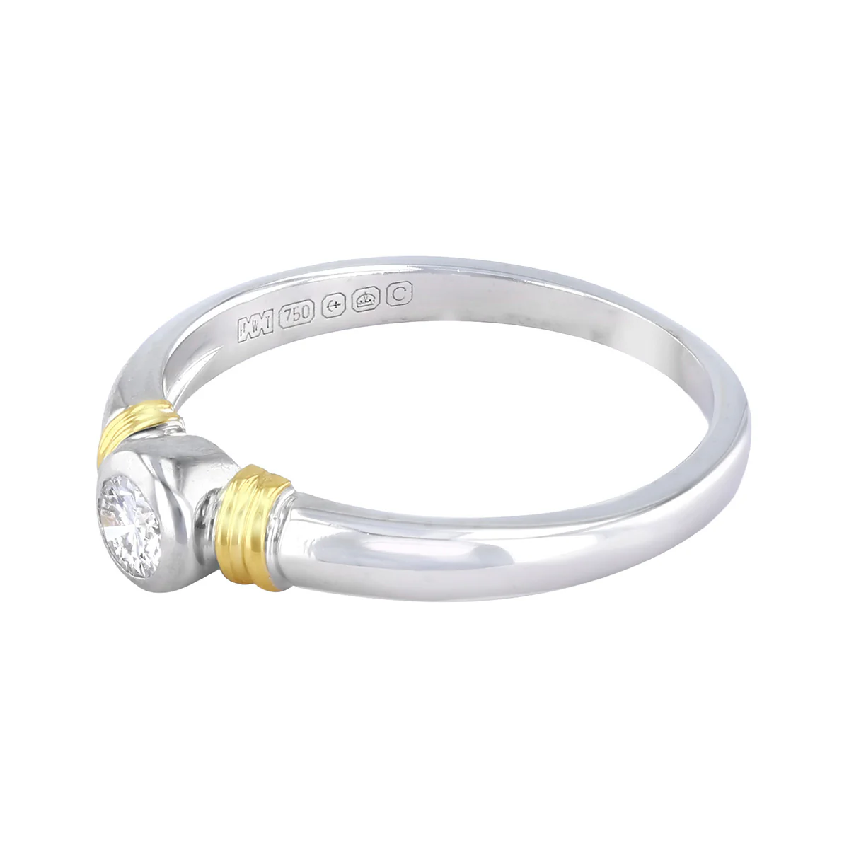 0.17ct Brilliant Cut Diamond Bezel Set Cuff Dress Ring | Pre-Loved | 18K White Gold - Image 3