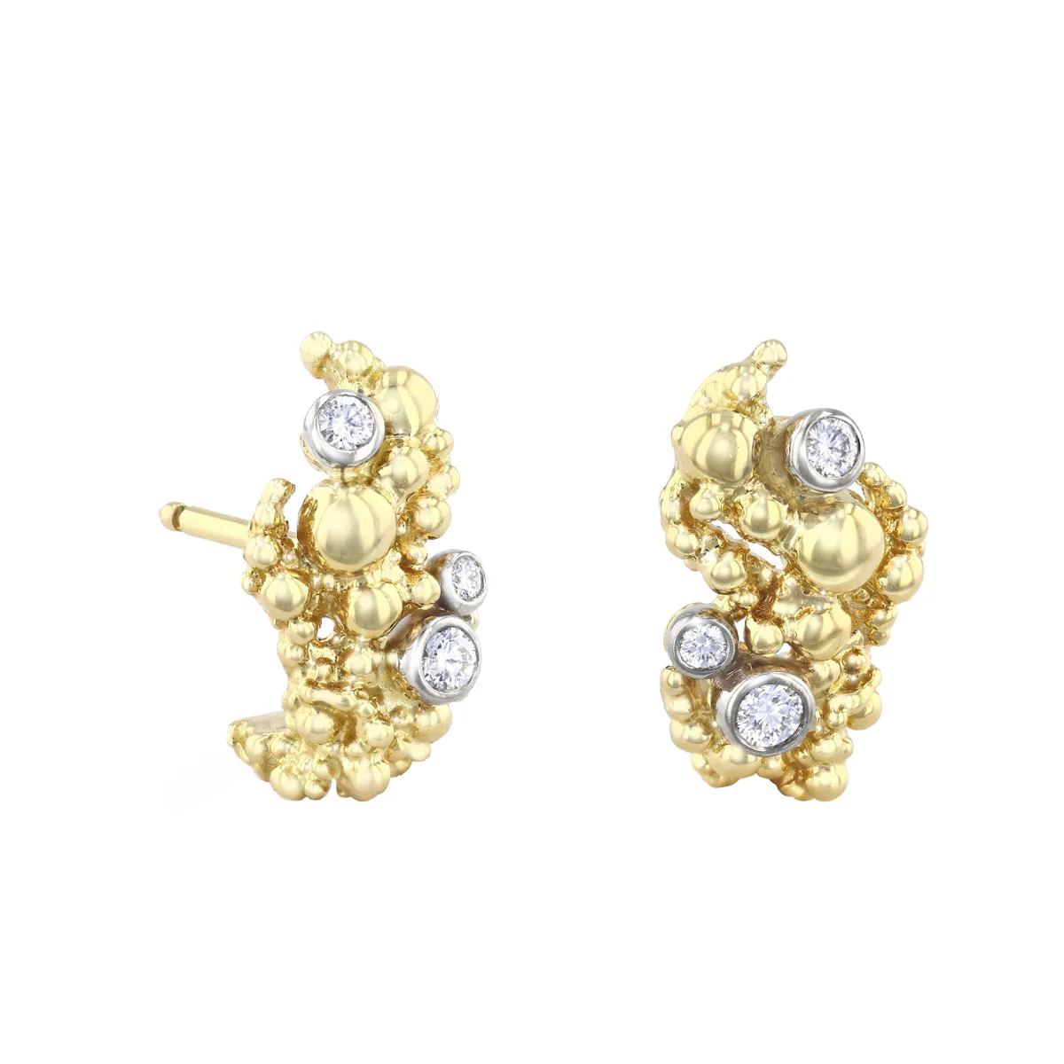 0.17ct Brilliant Cut Diamond Classical Half Hoop Earrings | Pre-Loved | 18K Yellow Gold