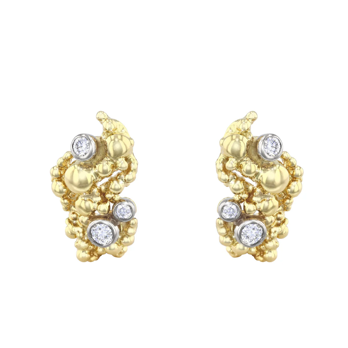 0.17ct Brilliant Cut Diamond Classical Half Hoop Earrings | Pre-Loved | 18K Yellow Gold - Image 2