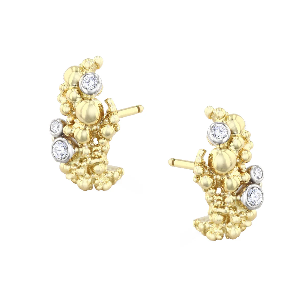 0.17ct Brilliant Cut Diamond Classical Half Hoop Earrings | Pre-Loved | 18K Yellow Gold - Image 3