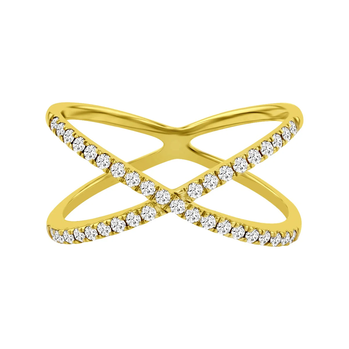 0.27ct Diamond Cross Over Ring | 9K Solid Yellow Gold - Image 3