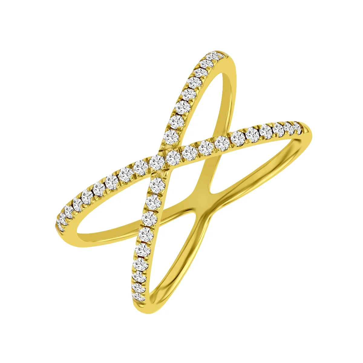 0.27ct Diamond Cross Over Ring | 9K Solid Yellow Gold - Image 6