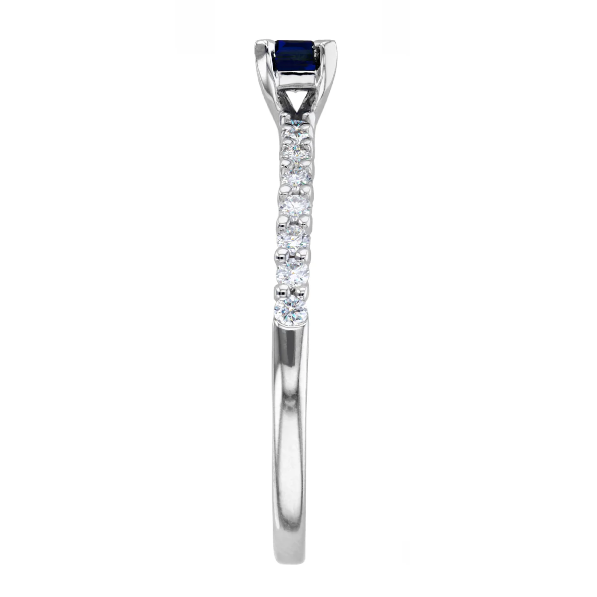 Bijou Collection 0.40ct Emerald Cut Sapphire and Diamond Ring | 9K White Gold - Image 4