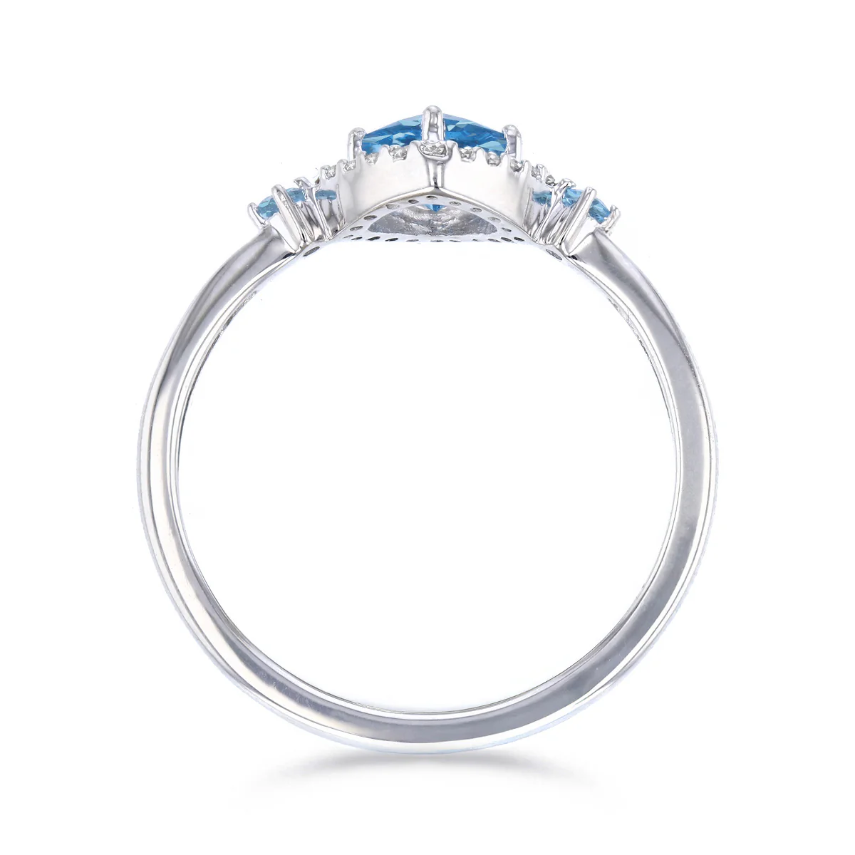 0.42ct Blue Topaz and 0.06ct Diamond Halo Ring | 9K White Gold - Image 5