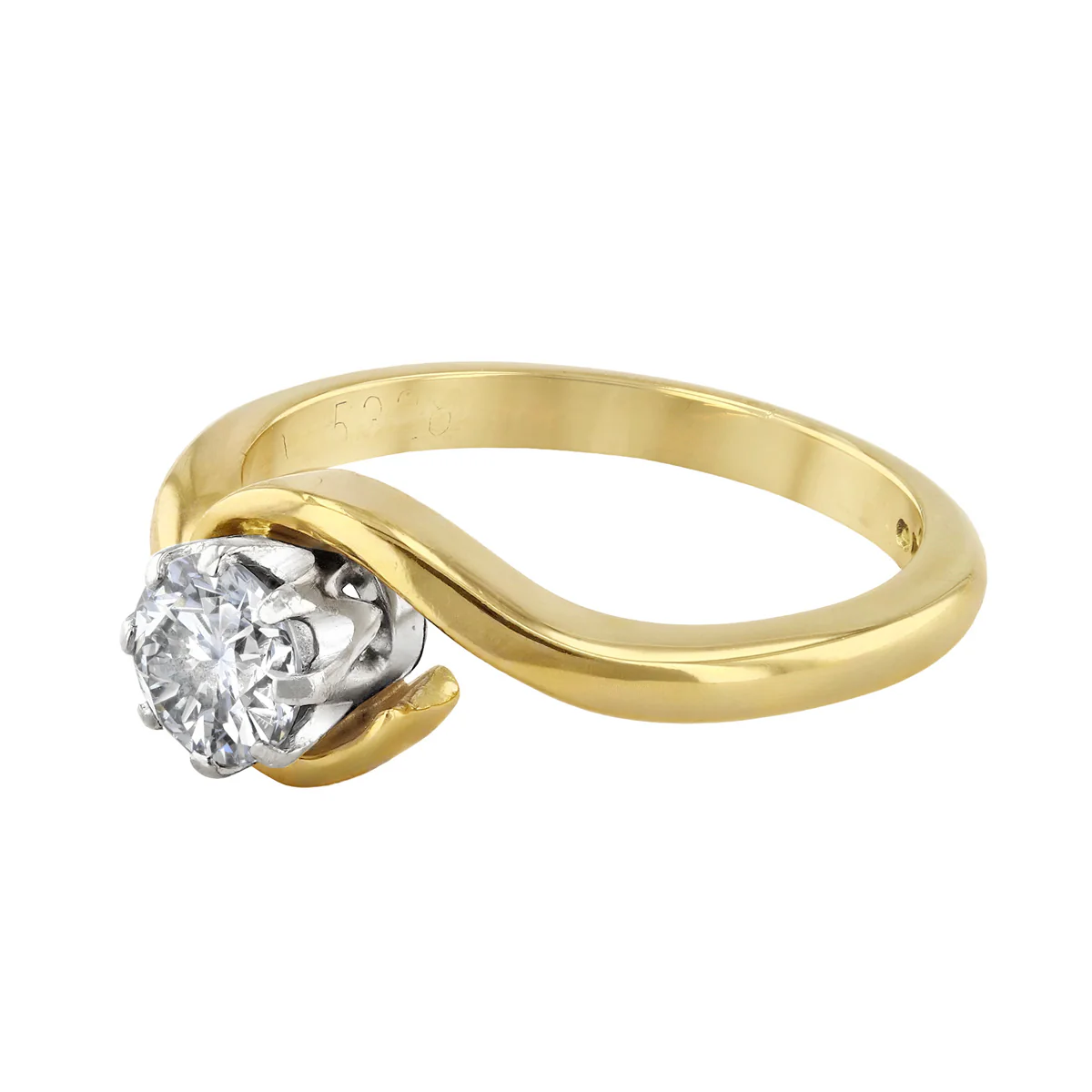 0.43ct Brilliant Cut Diamond Twist Engagement Ring | Pre-Loved | 18K Yellow Gold - Image 3