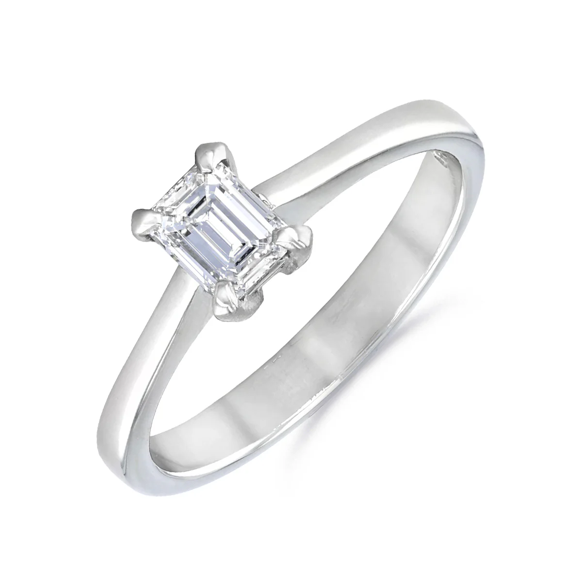 0.43ct Emerald Cut Diamond Solitaire Engagement Ring | Pre-Loved | Platinum