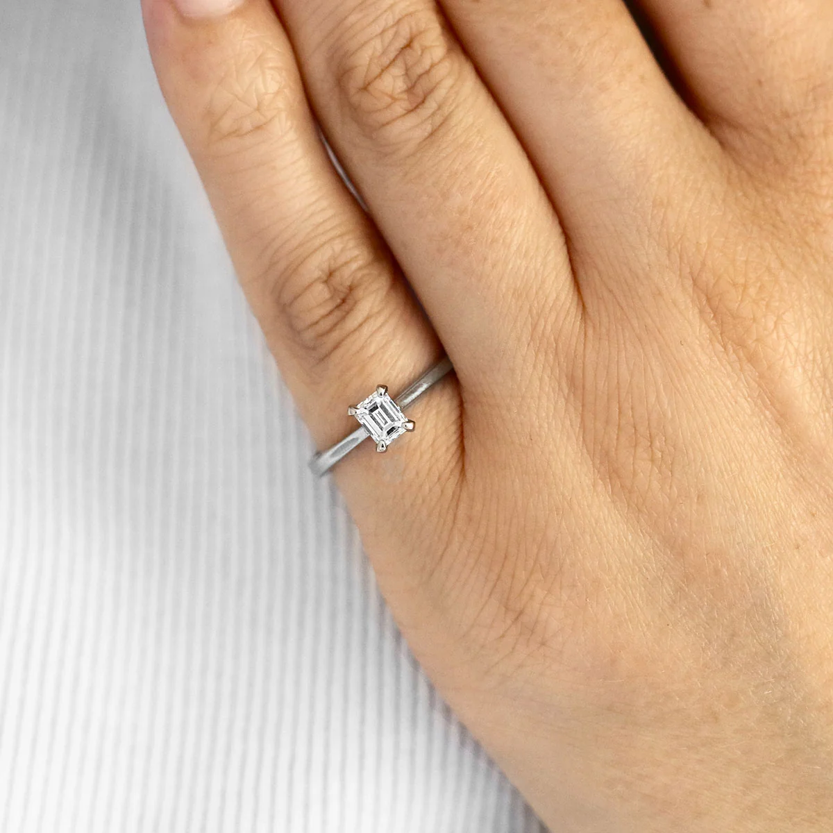 0.43ct Emerald Cut Diamond Solitaire Engagement Ring | Pre-Loved | Platinum - Image 6