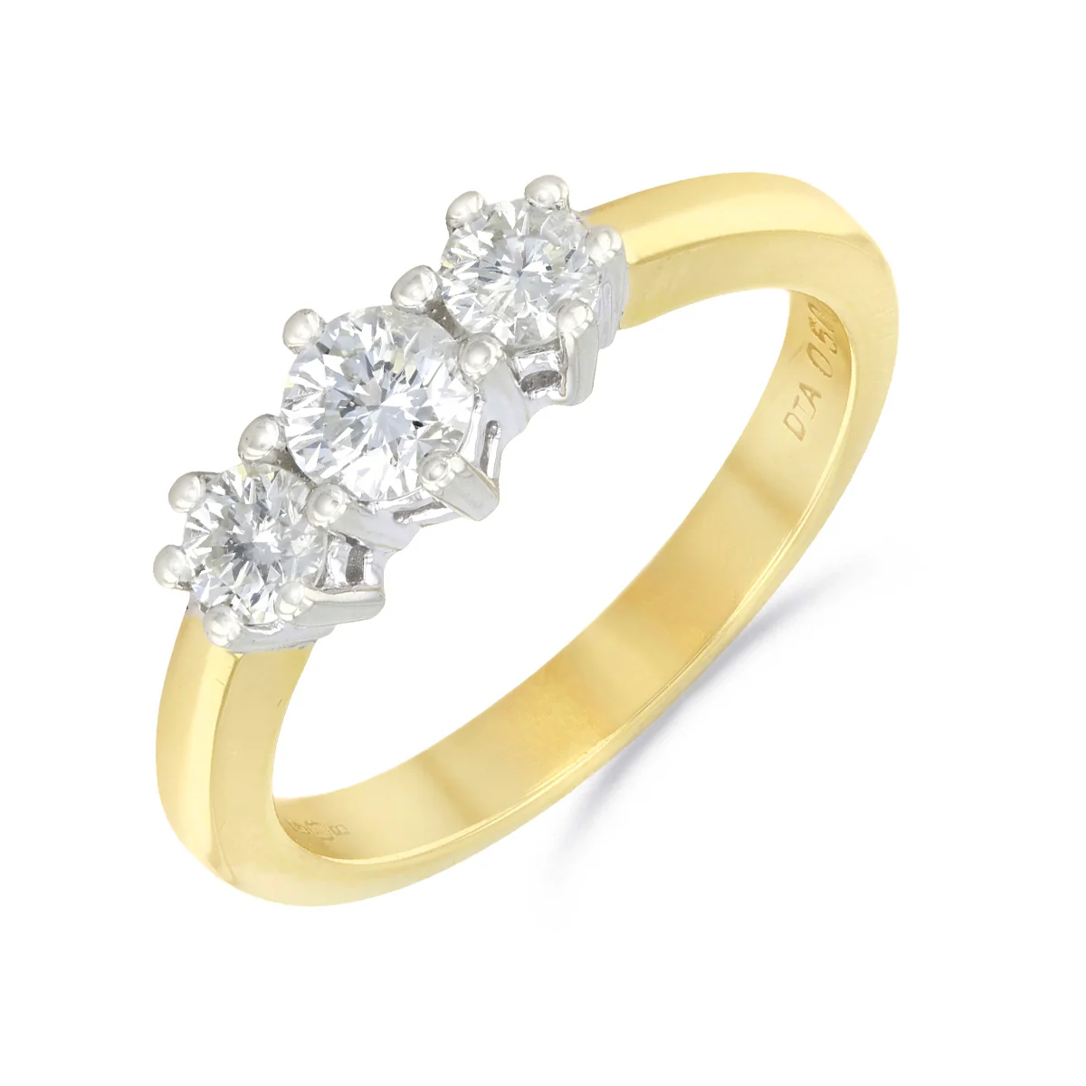 0.45ct Brilliant Cut Diamond Three Stone Ring | Pre-Loved | 9K Yellow Gold