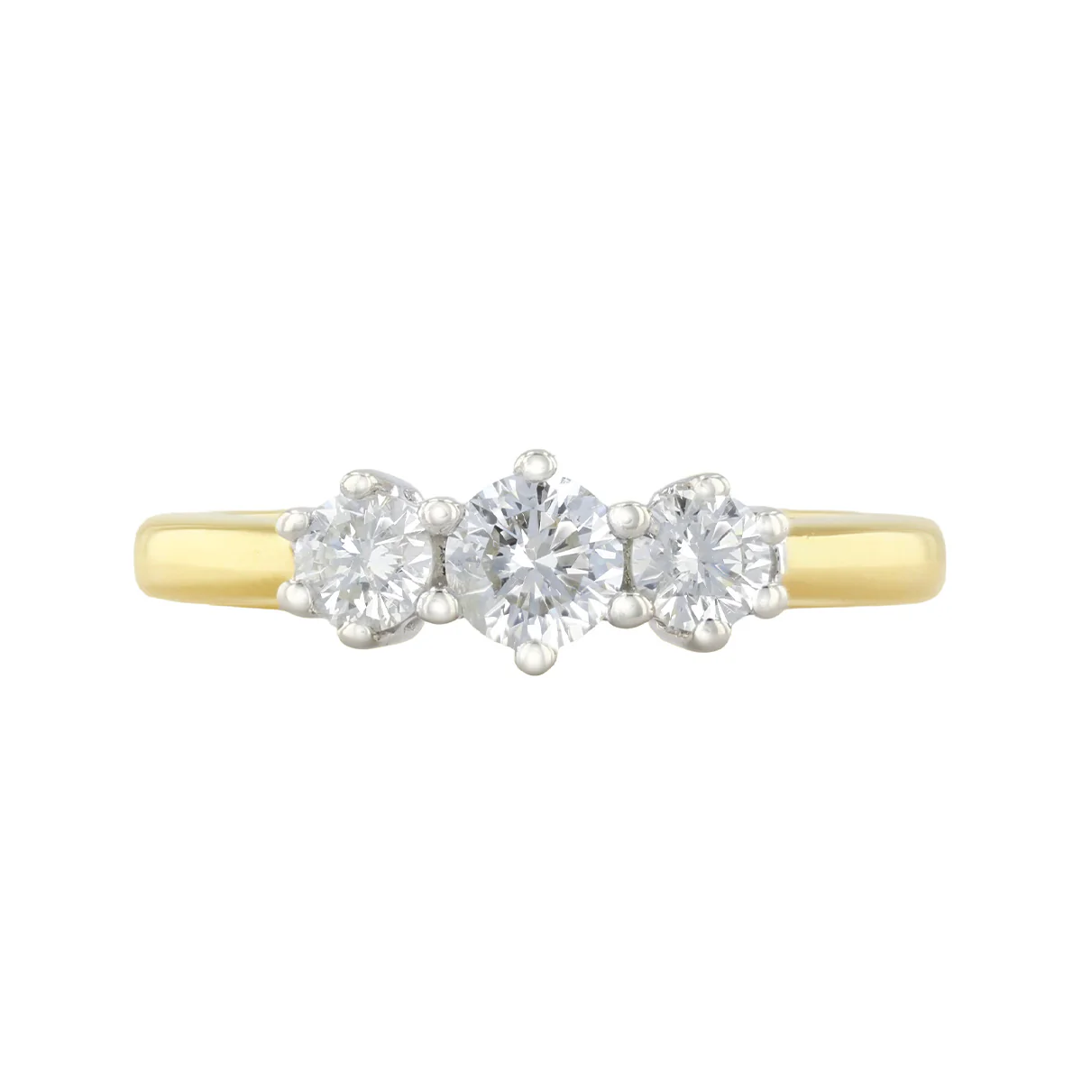 0.45ct Brilliant Cut Diamond Three Stone Ring | Pre-Loved | 9K Yellow Gold - Image 2