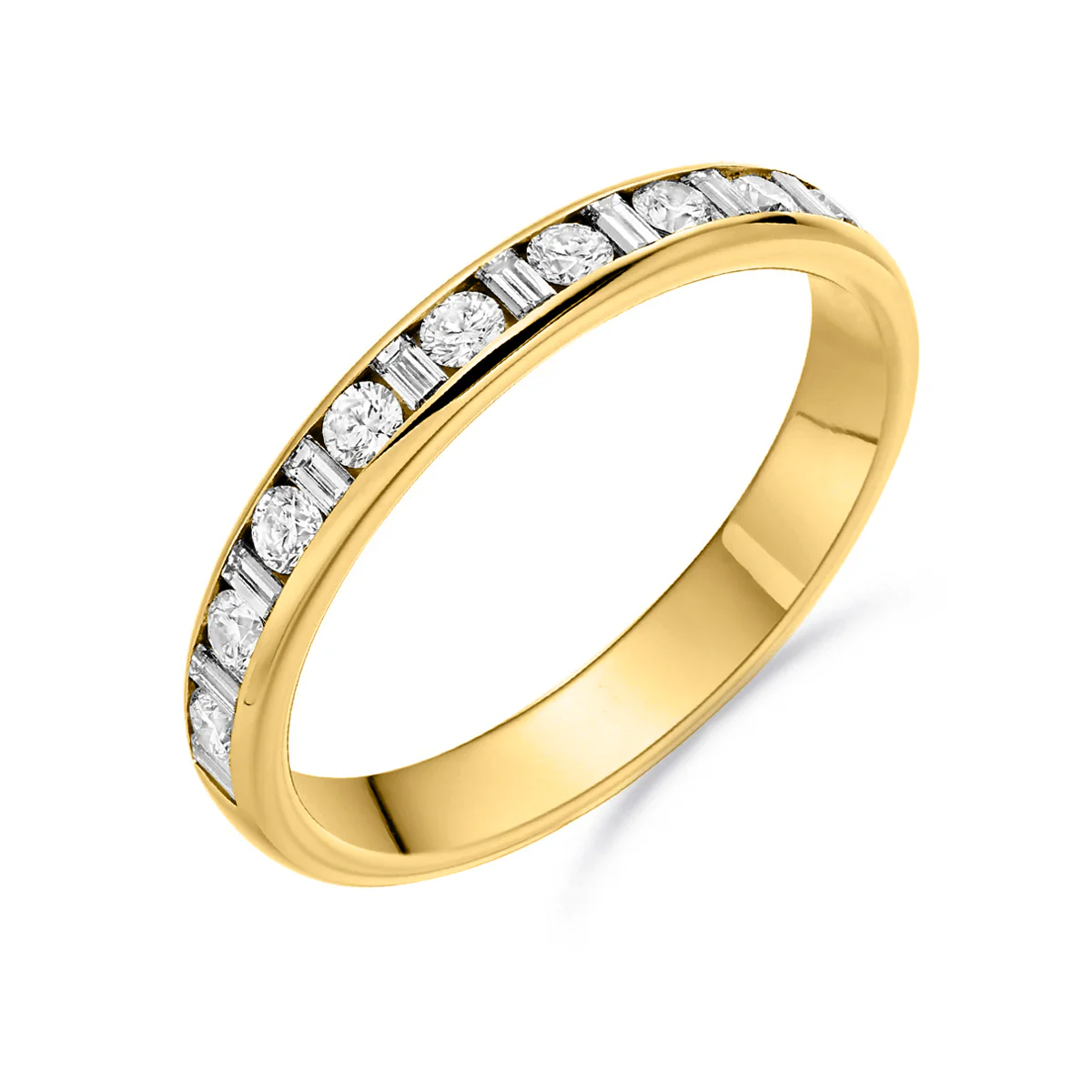 0.48ct Jasmine Brilliant and Baguette Cut Diamond Half Eternity Ring | 18ct Yellow Gold