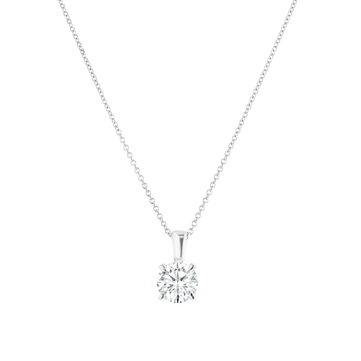 0.50ct Lab Grown DEF Colour Diamond Round Cut Solitaire Pendant | 18K White Gold