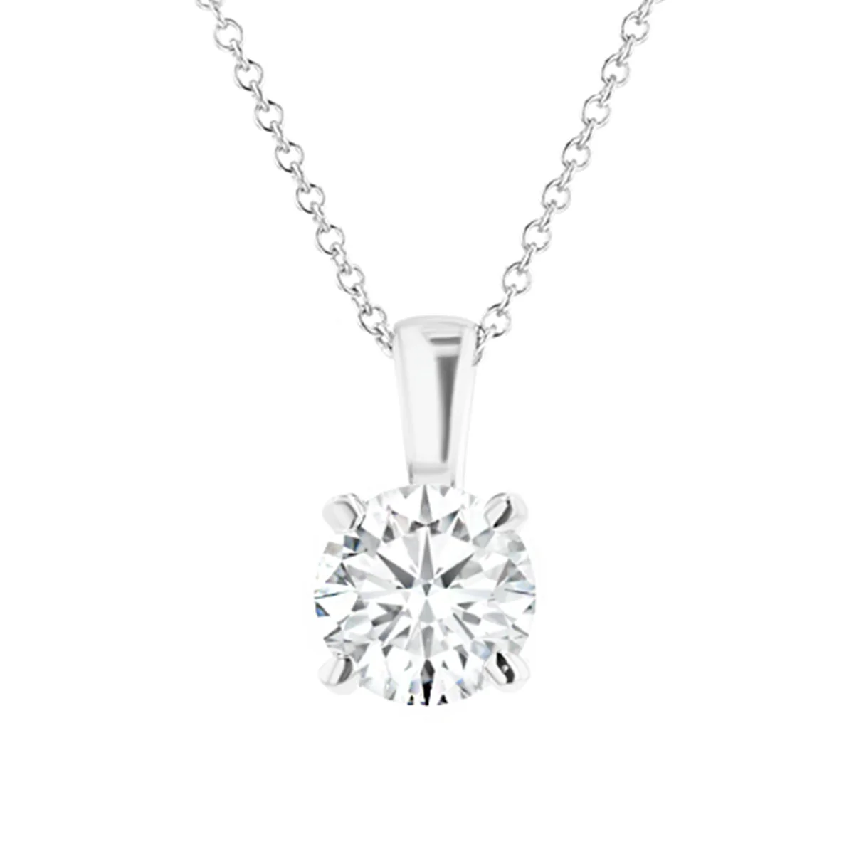 0.50ct Lab Grown DEF Colour Diamond Round Cut Solitaire Pendant | 18K White Gold - Image 2