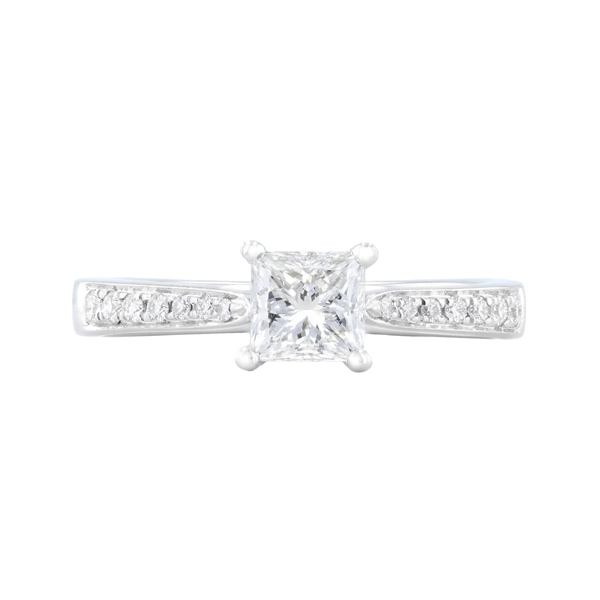 0.50ct Princess Cut Diamond Shoulder Set Engagement Ring | Pre-Loved | Platinum - Image 2