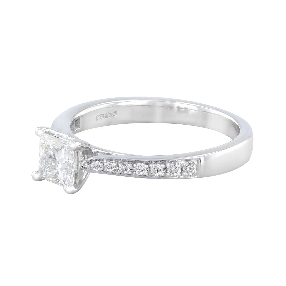 0.50ct Princess Cut Diamond Shoulder Set Engagement Ring | Pre-Loved | Platinum - Image 3