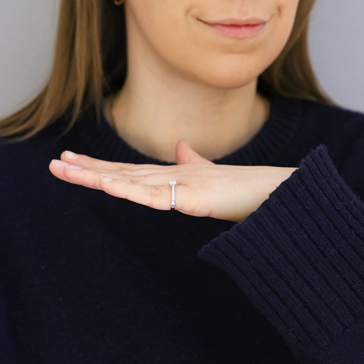 0.50ct Princess Cut Diamond Shoulder Set Engagement Ring | Pre-Loved | Platinum - Image 7