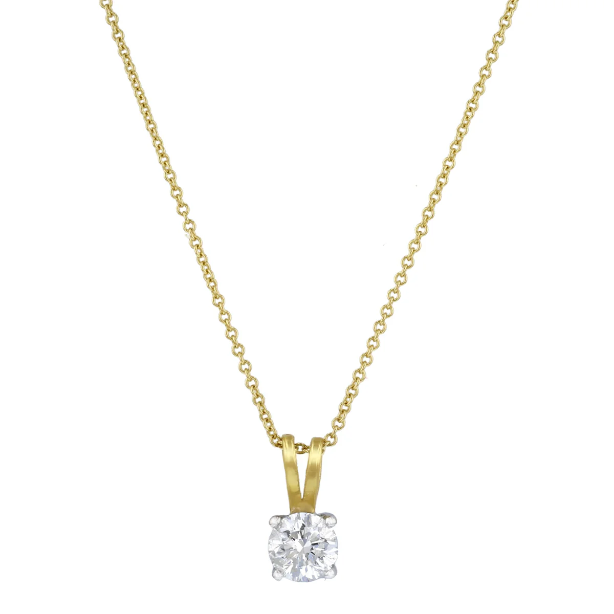 0.50ct Round Brilliant Cut Diamond Solitaire Pendant (Chain Not Included) | Pre-loved | 18K Yellow Gold