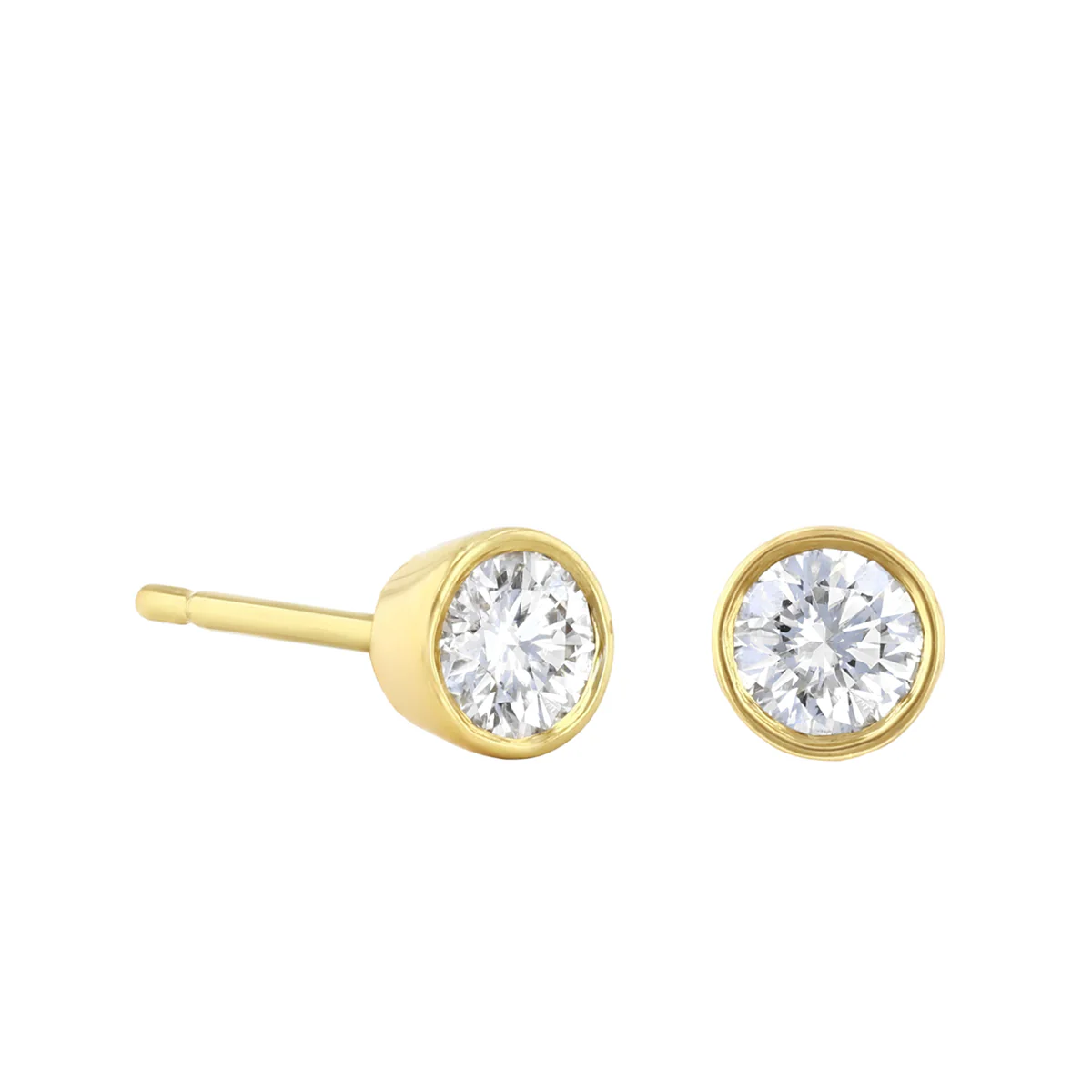 0.50ct Round Solitaire Rubover Stud Earrings | Pre-Loved | 18K Yellow Gold