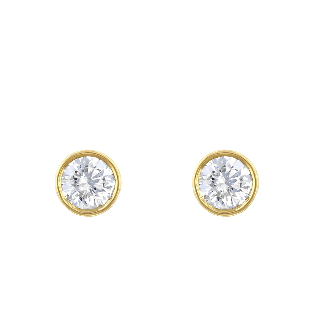 0.50ct Round Solitaire Rubover Stud Earrings | Pre-Loved | 18K Yellow Gold - Image 2