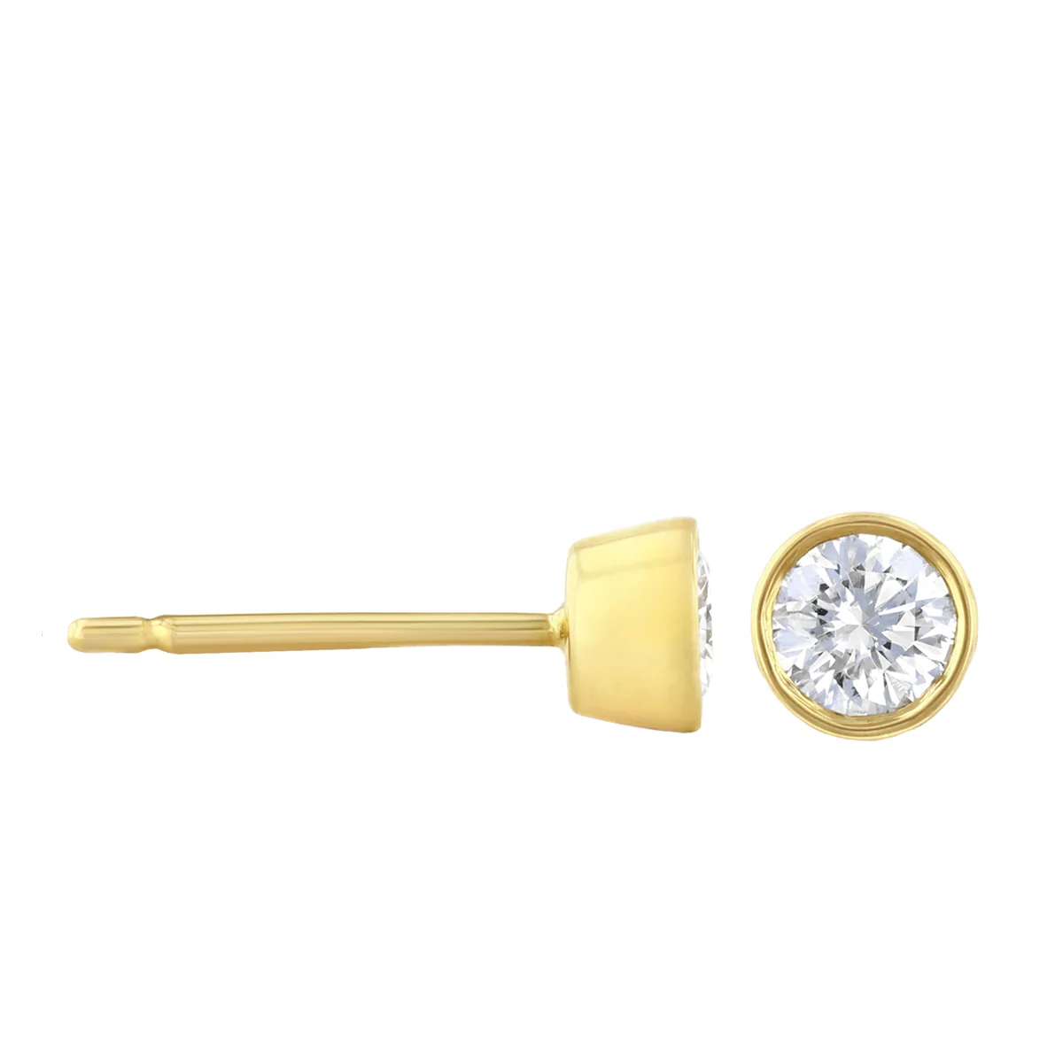 0.50ct Round Solitaire Rubover Stud Earrings | Pre-Loved | 18K Yellow Gold - Image 4