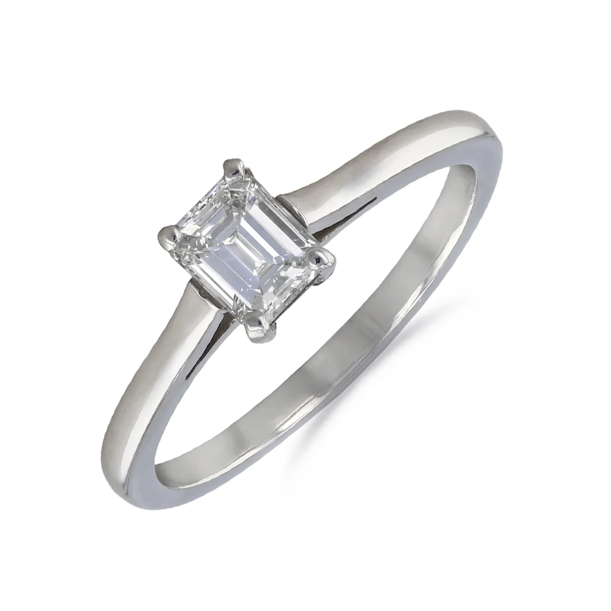 0.51ct Emerald Cut Diamond Solitaire Engagement Ring | Pre-Loved | Platinum
