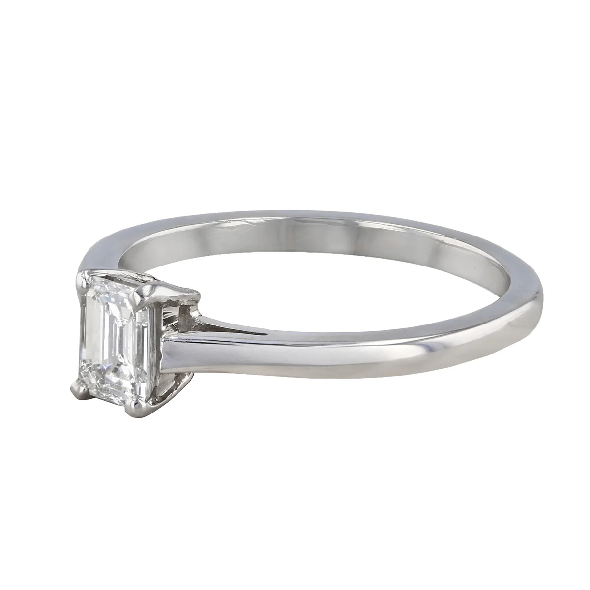 0.51ct Emerald Cut Diamond Solitaire Engagement Ring | Pre-Loved | Platinum - Image 3
