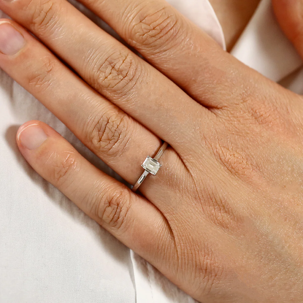 0.51ct Emerald Cut Diamond Solitaire Engagement Ring | Pre-Loved | Platinum - Image 6