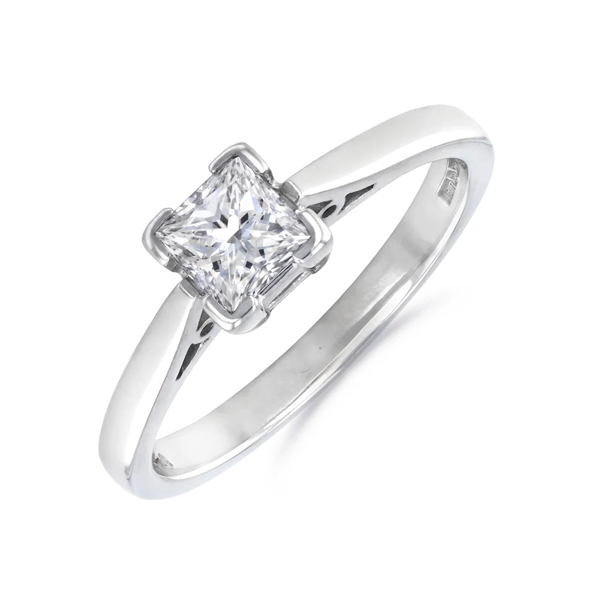 0.53ct Emerald Cut Diamond Solitaire Engagement Ring | Pre-Loved | 18K White Gold