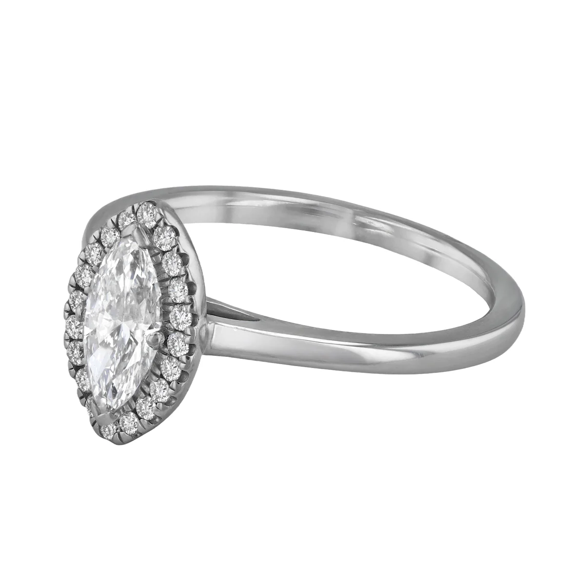 0.56ct Marquise Cut Diamond Halo Engagement Ring | Pre-Loved | Platinum - Image 3