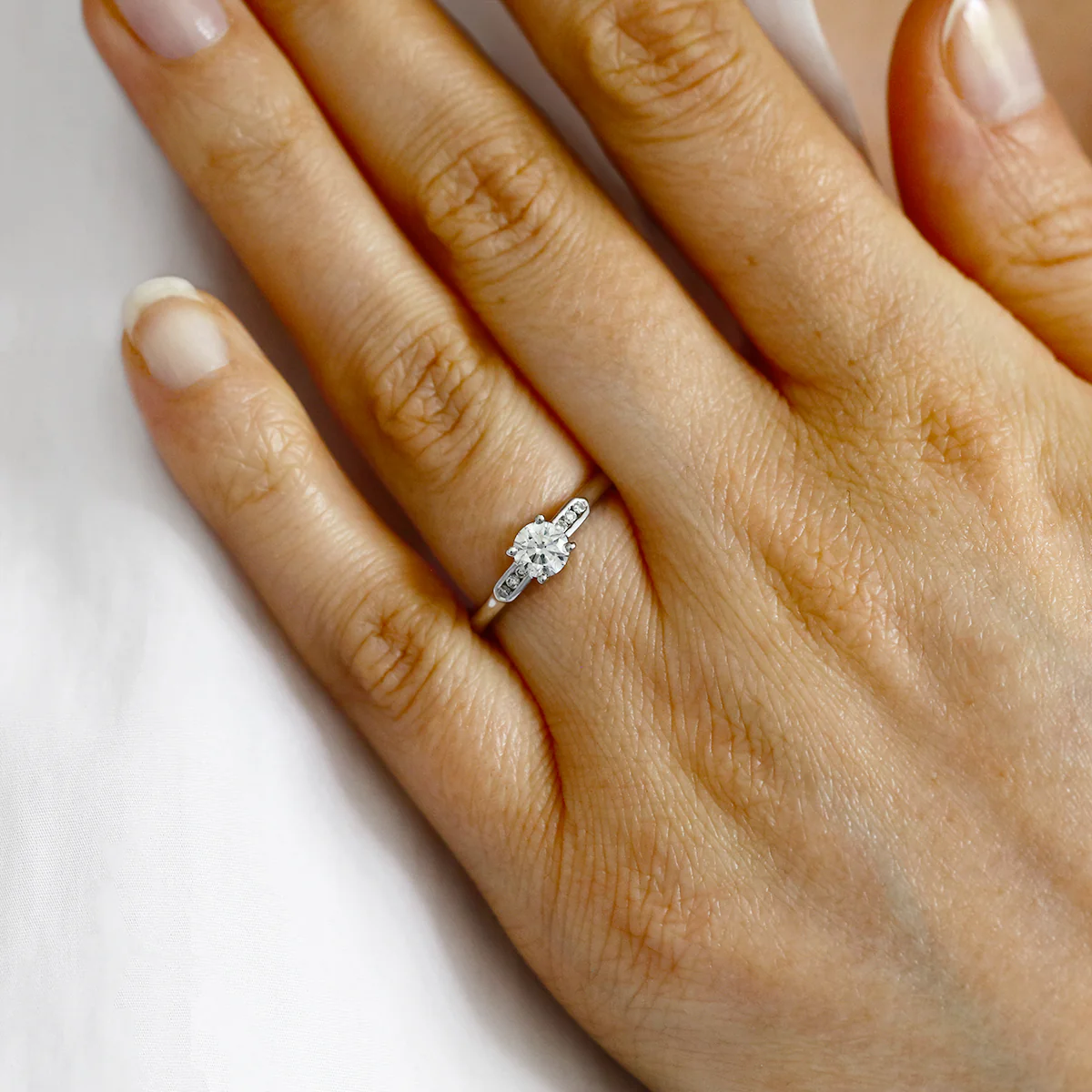 0.57ct Round Brilliant Diamond Solitaire Ring | 18K White Gold - Image 6