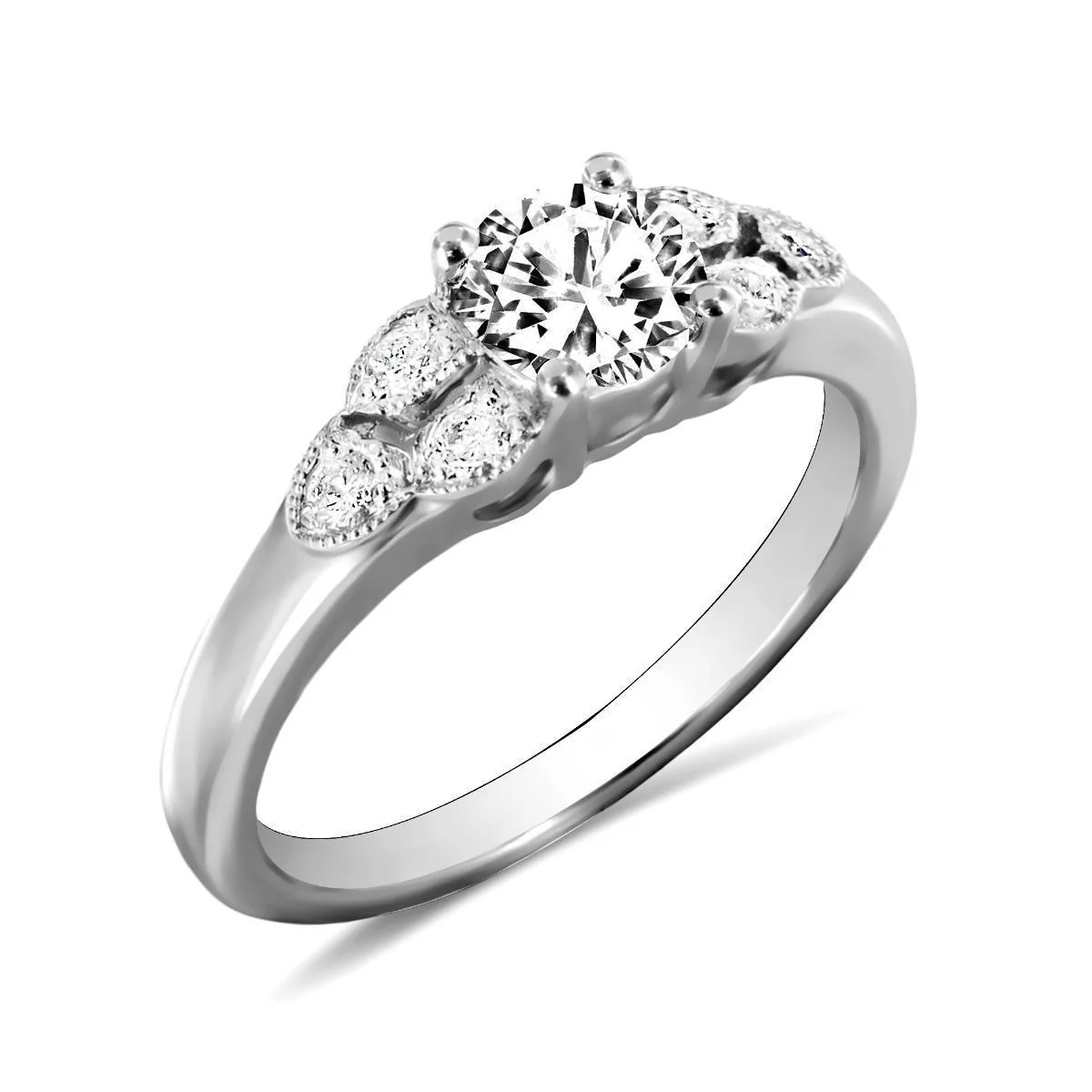 0.57ct | Vintage Style Art Deco Engagement Ring | 18K White Gold - Image 4