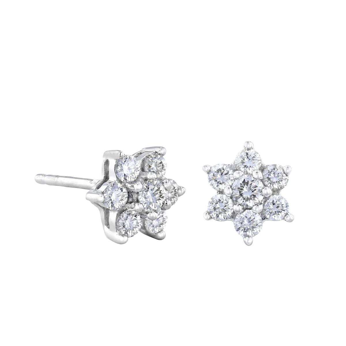 0.60ct Diamond Flower Cluster Earrings | Pre-Loved | 18K White Gold
