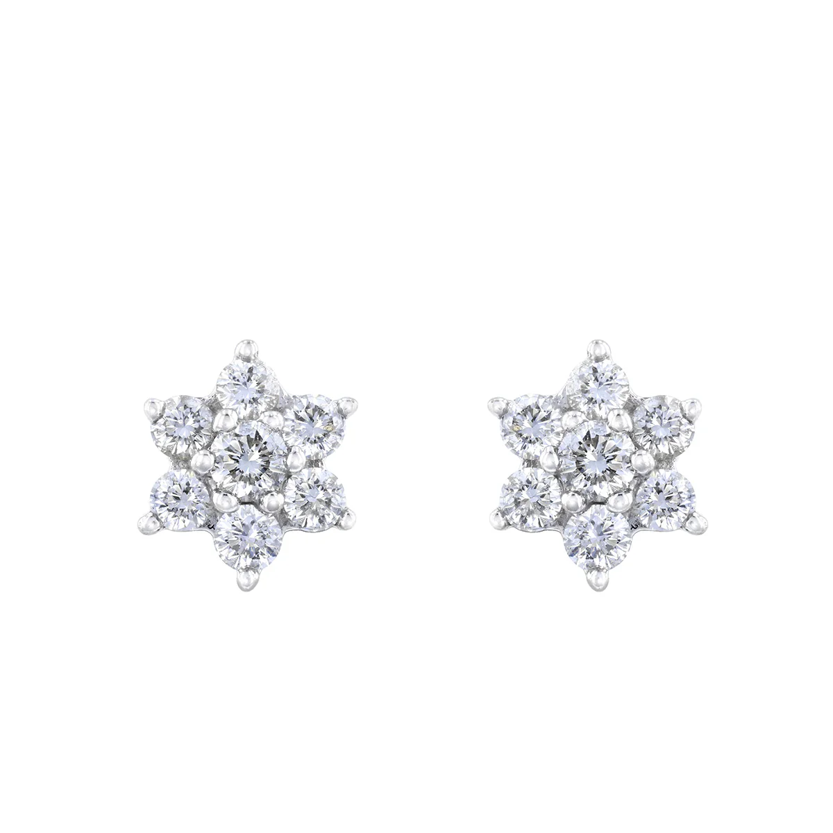 0.60ct Diamond Flower Cluster Earrings | Pre-Loved | 18K White Gold - Image 2