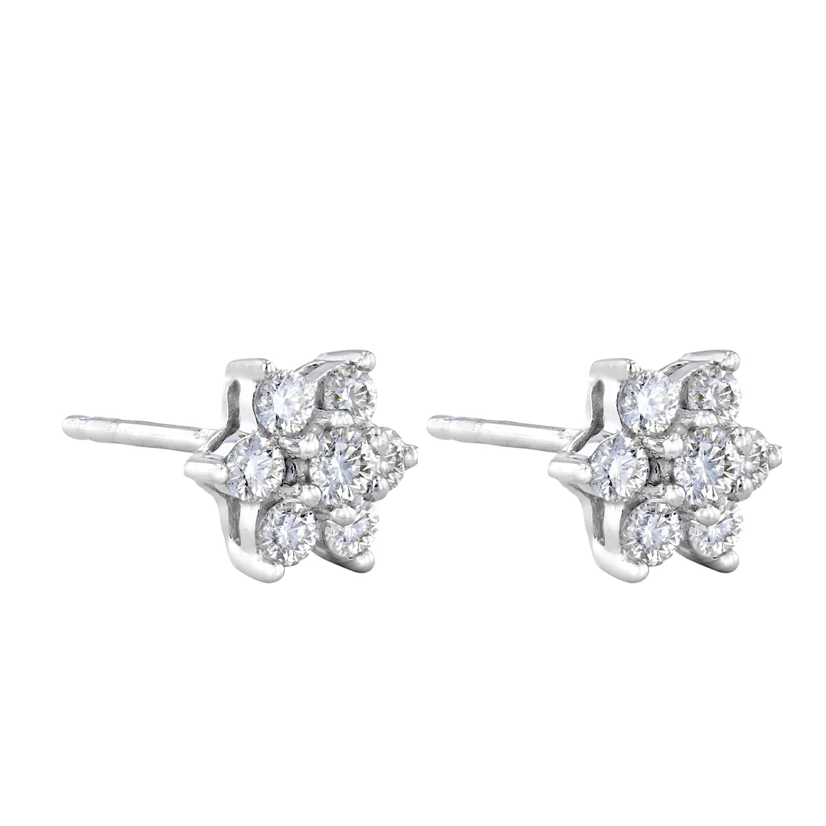 0.60ct Diamond Flower Cluster Earrings | Pre-Loved | 18K White Gold - Image 3