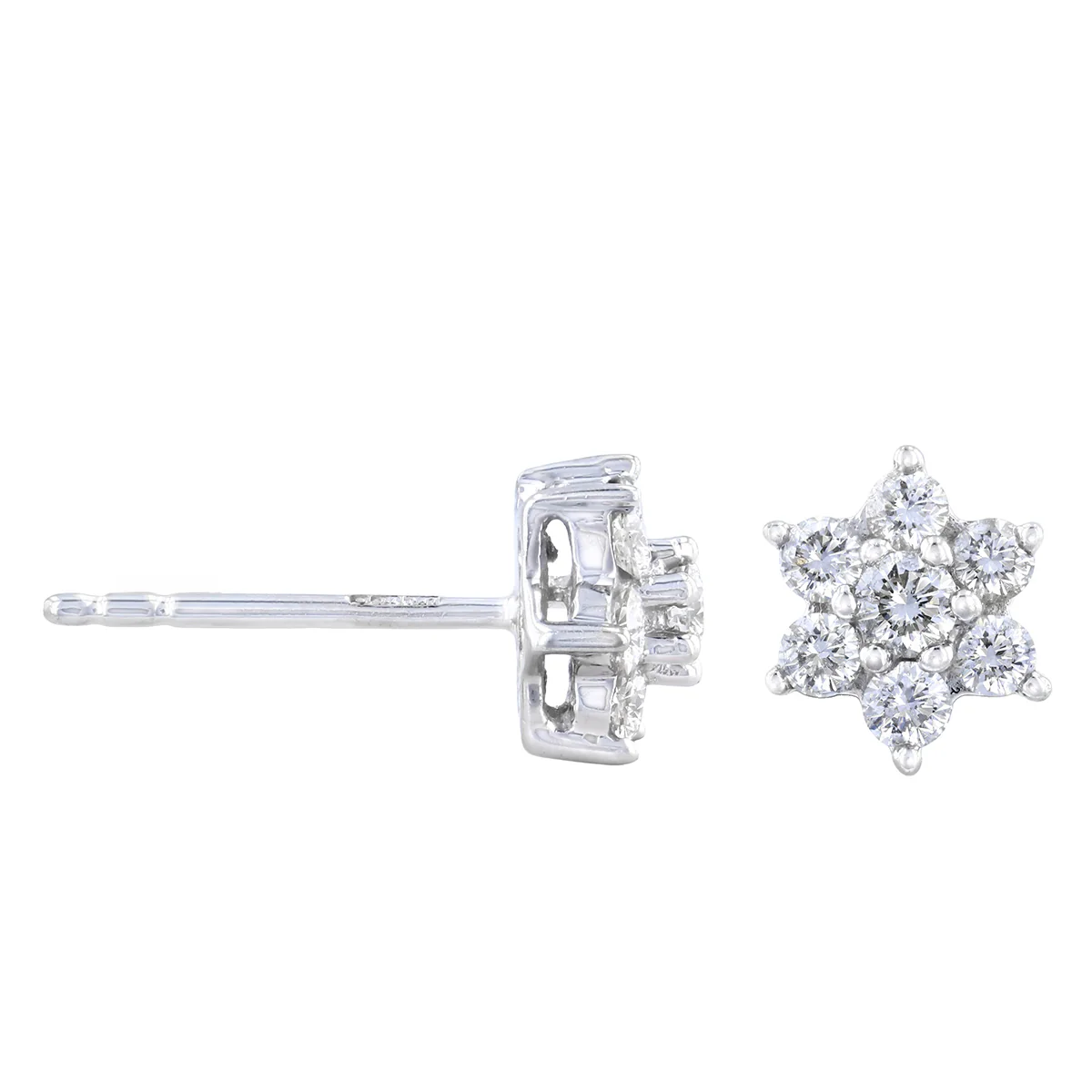 0.60ct Diamond Flower Cluster Earrings | Pre-Loved | 18K White Gold - Image 4