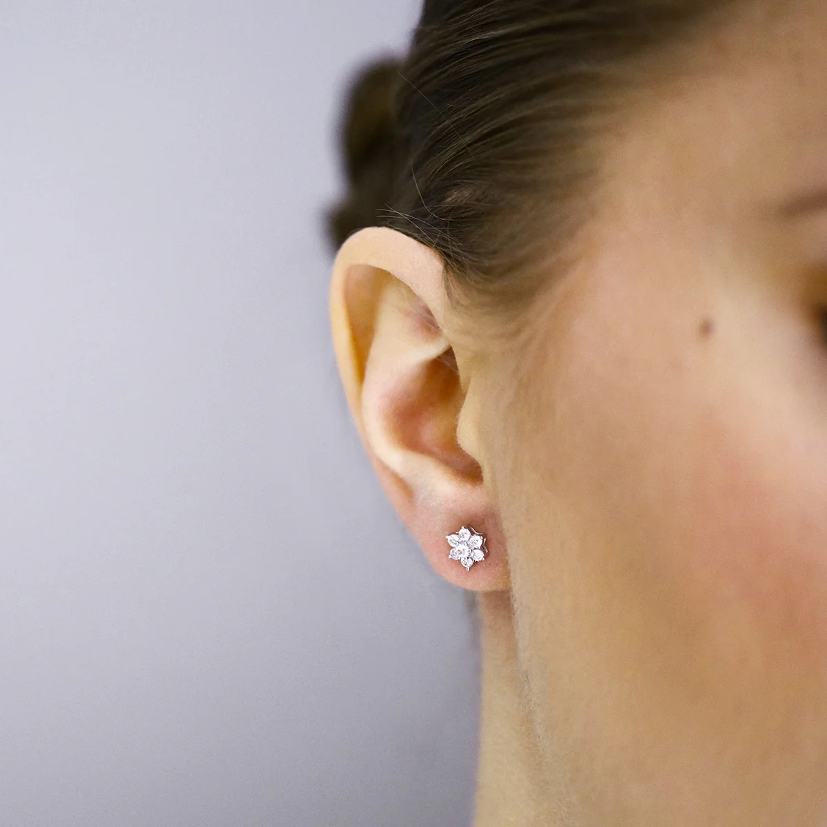 0.60ct Diamond Flower Cluster Earrings | Pre-Loved | 18K White Gold - Image 5