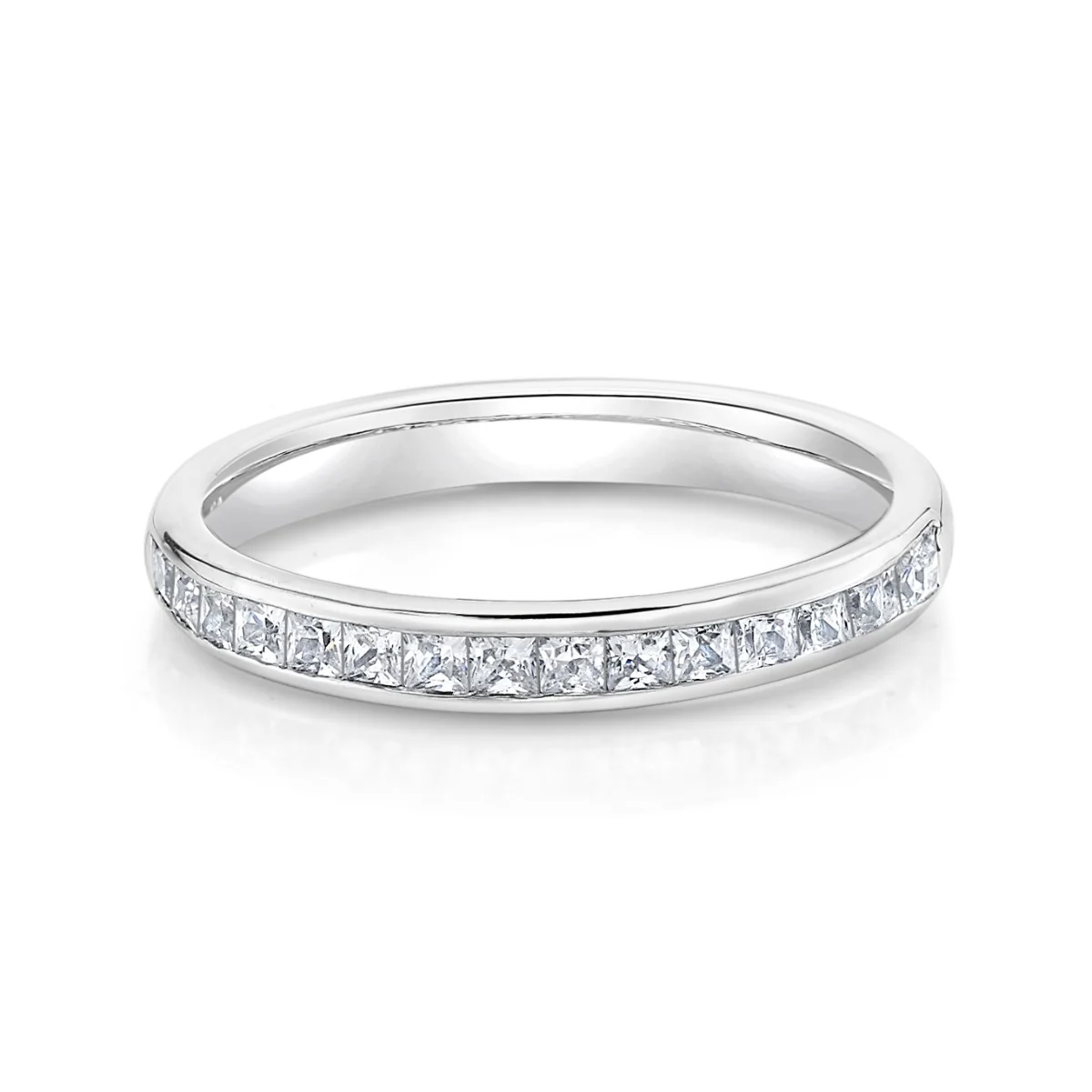 0.64ct Elodie Princess Cut Half Eternity Ring | 18K White Gold - Image 2