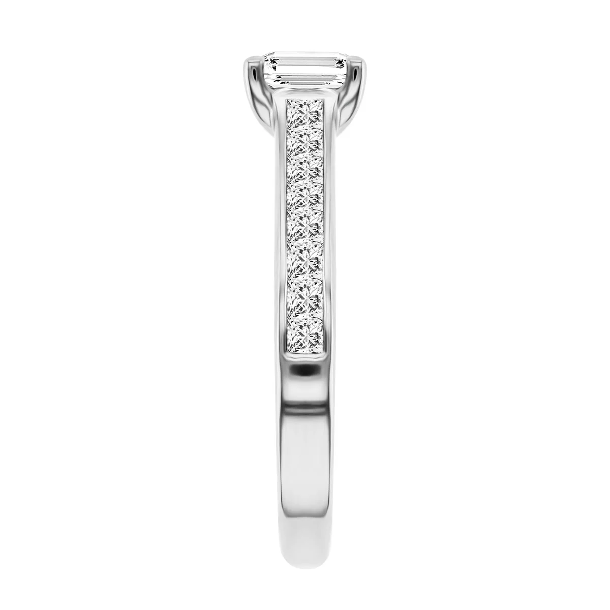 0.71 Chloe Asscher Cut Solitaire with Diamond Shoulders |  F Colour | Platinum - Image 12