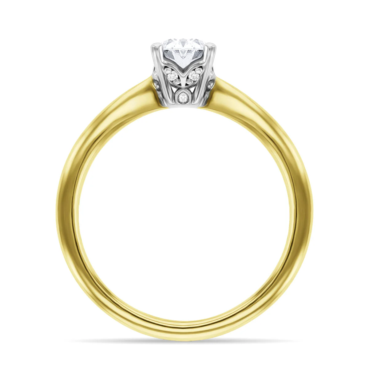 0.71ct Vanessa Oval Cut Diamond Solitaire with Hidden Diamond Floral Motif Engagement Ring | 18K Yellow Gold - Image 12