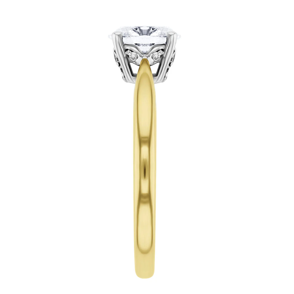 0.71ct Vanessa Oval Cut Diamond Solitaire with Hidden Diamond Floral Motif Engagement Ring | 18K Yellow Gold - Image 6