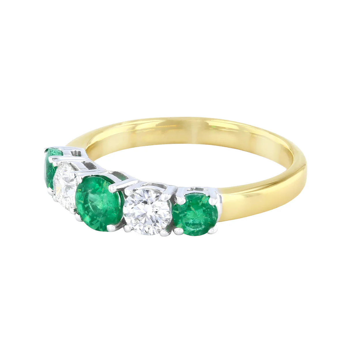 0.73ct Emerald and 0.47ct Diamond Five Stone Ring | 18K Yellow Gold - Image 3