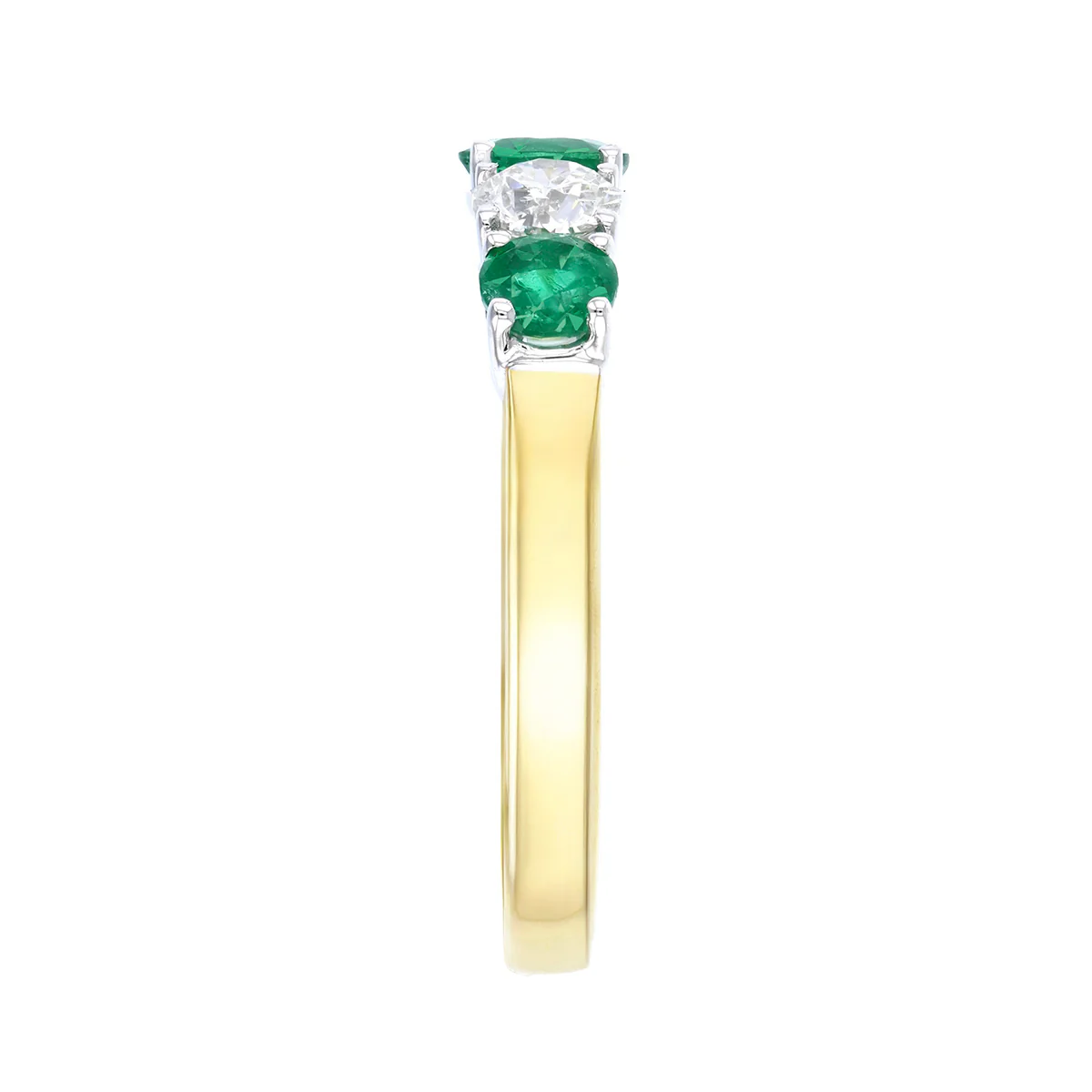 0.73ct Emerald and 0.47ct Diamond Five Stone Ring | 18K Yellow Gold - Image 4